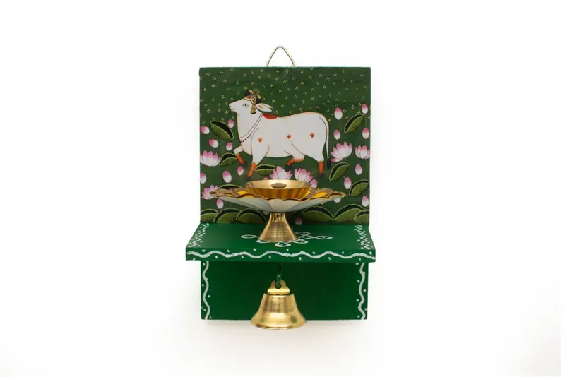 Wooden Stand with Bell – Handcrafted Spirituality